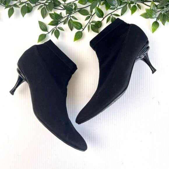 Salvatore Ferragamo Black Neoprene Sock Boots kitten heel 7 - Picture 1 of 9